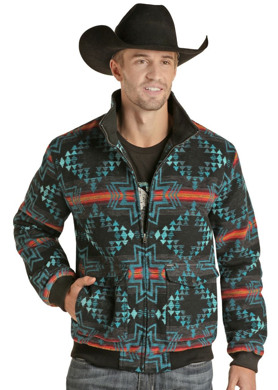 Men * | Best Sellers Rock & Roll Aztec Bomber Jacket