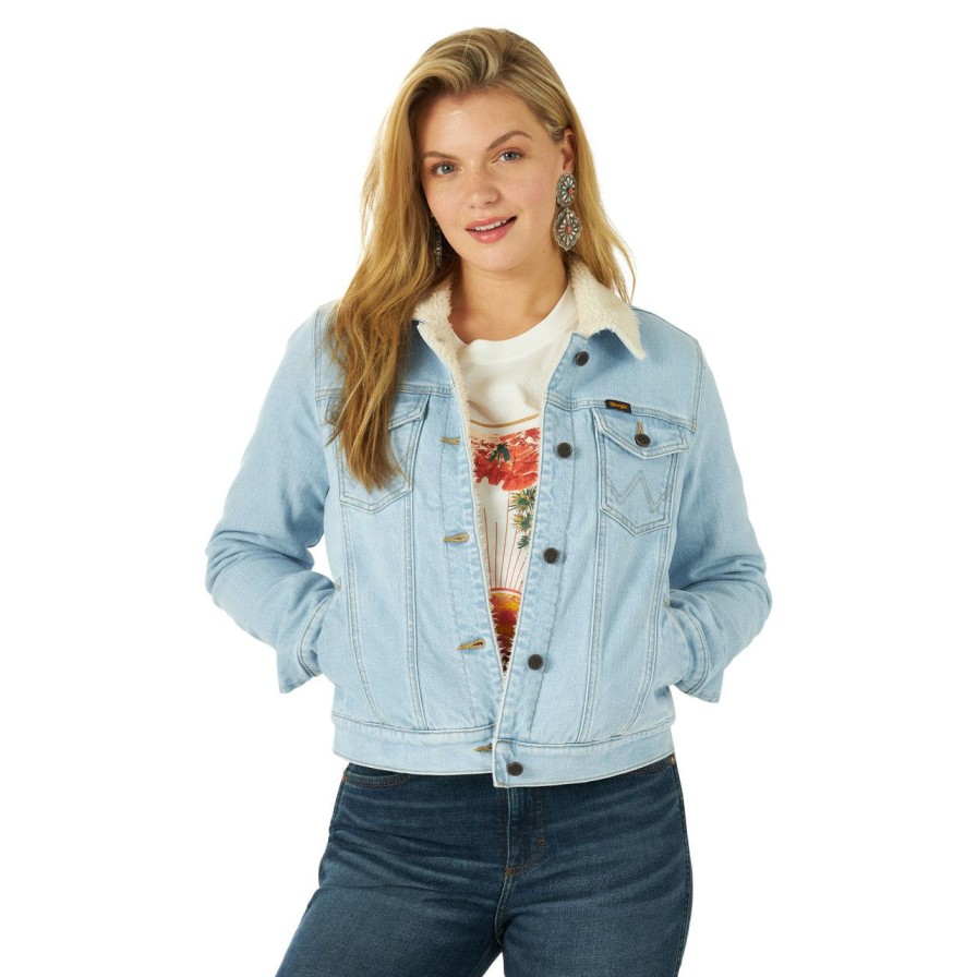 Hooey * | New Wrangler Retro Women'S Sherpa Lined Denim Jacket