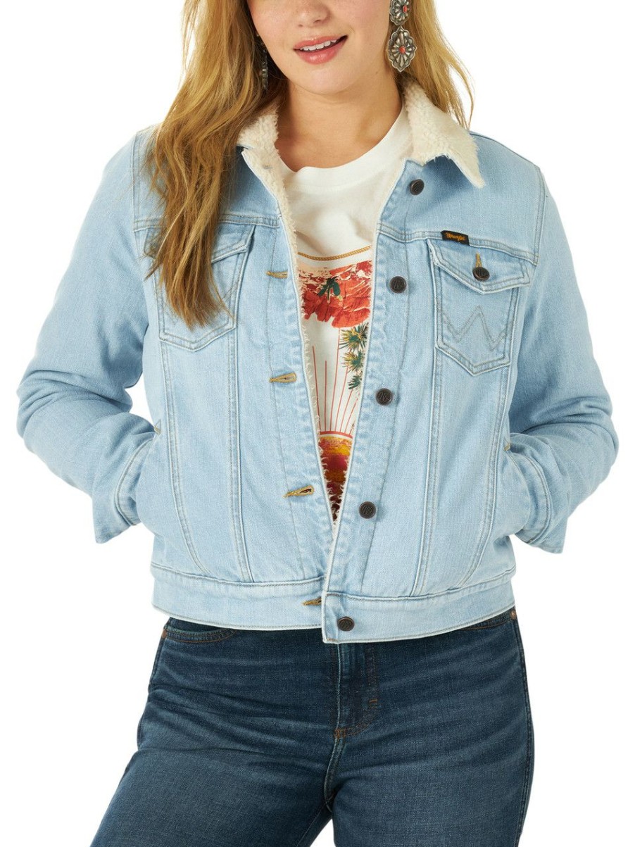 Hooey * | New Wrangler Retro Women'S Sherpa Lined Denim Jacket