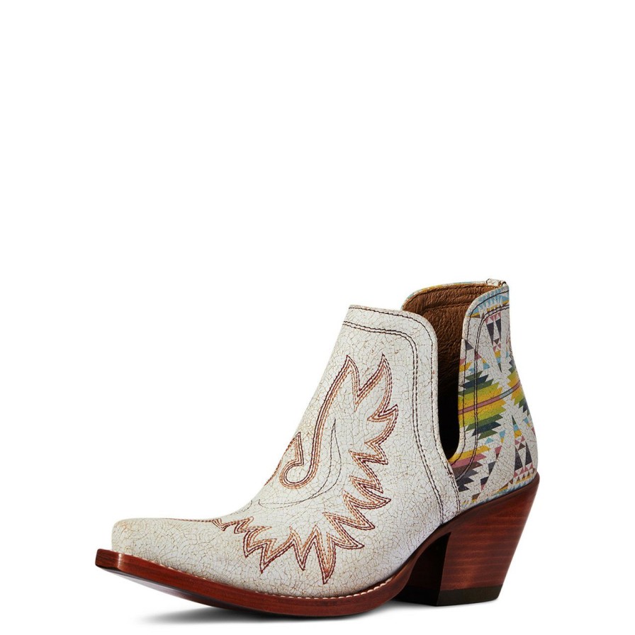 Women * | Clearance Sale Ariat Pendleton Dixon Bootie Crackled White