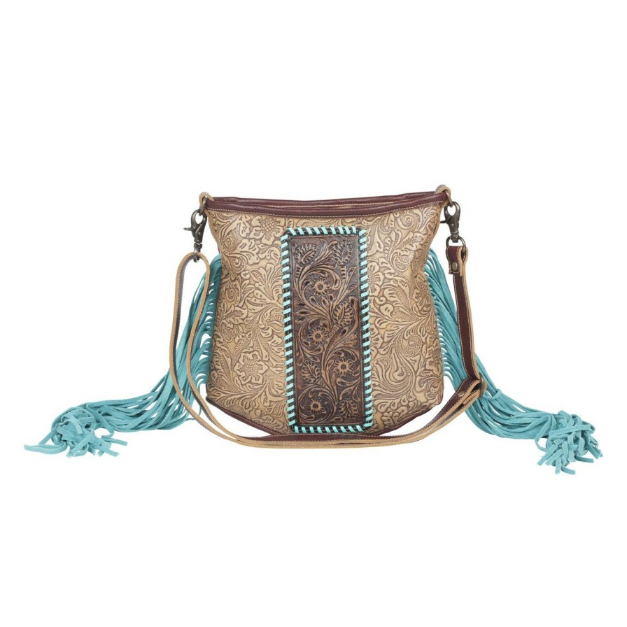 Accessories * | Best Sellers Myra Querencia Tooled Leather Fringe Bag