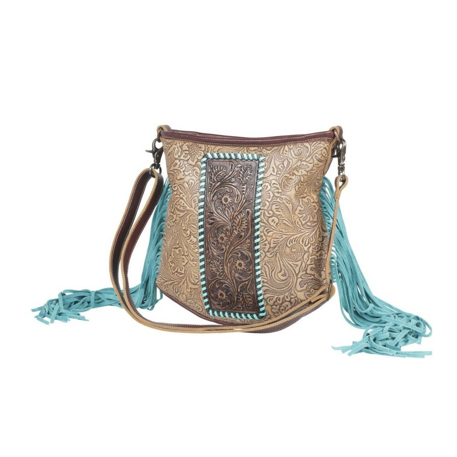 Accessories * | Best Sellers Myra Querencia Tooled Leather Fringe Bag