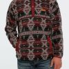 Men * | Outlet Sale Cinch Men'S Gray Aztec Fleece Pullover