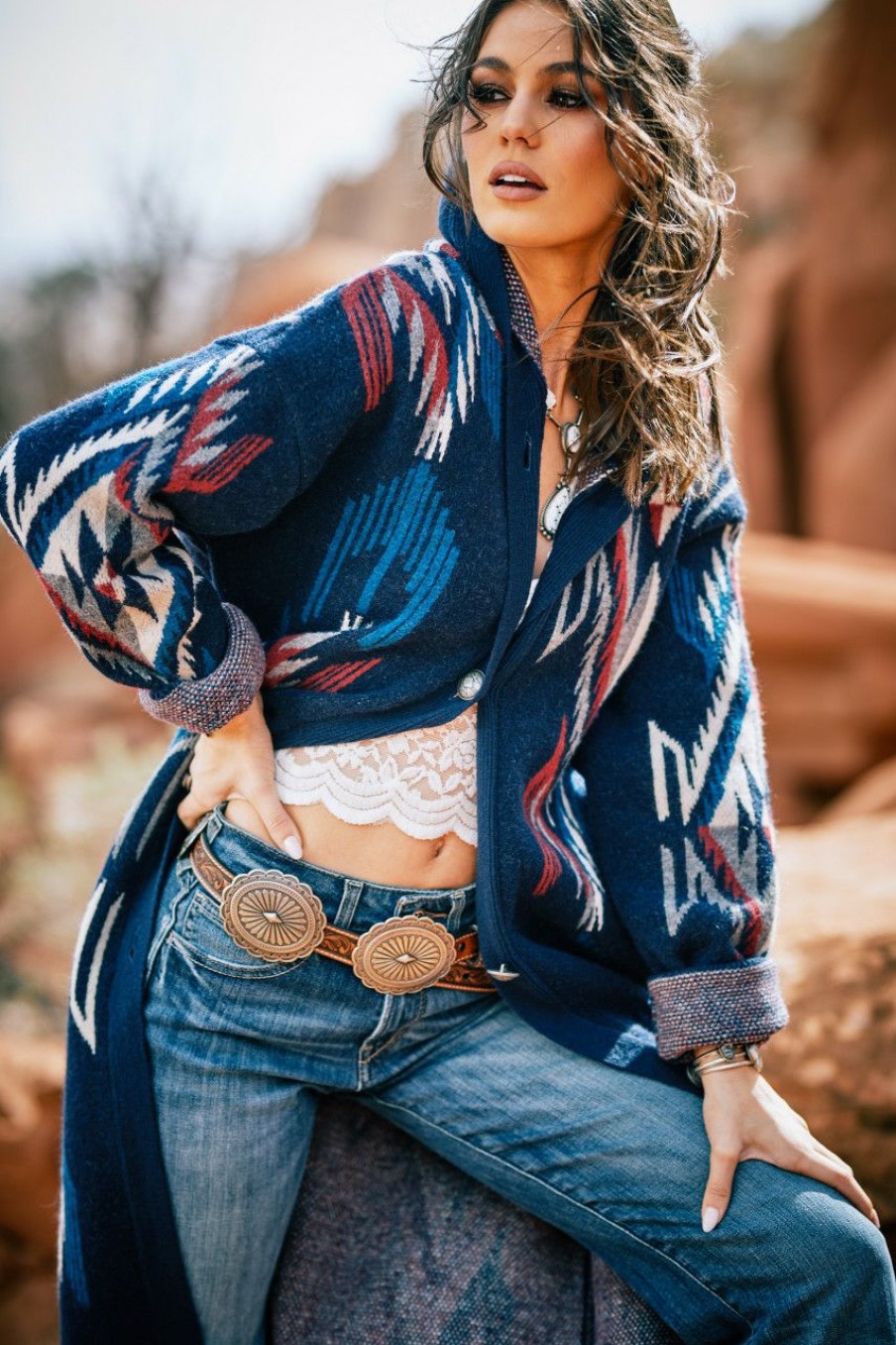 Women * | Exquisite Gifts Ariat Coatigan Chimayo Sweater