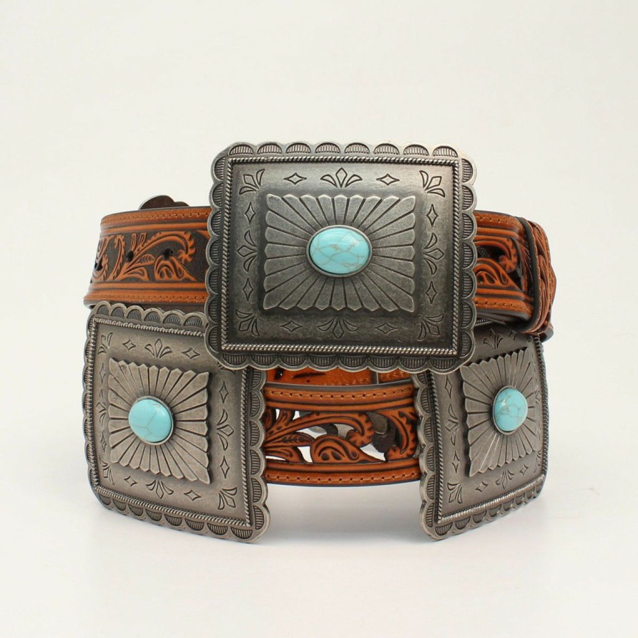 Accessories * | Online Discount Ariat Leather Concho Belt