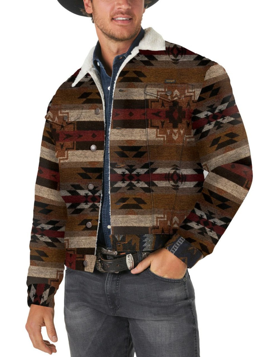 Men * | Opening Sales Wrangler Men'S Sherpa Lined Pecan Jacket