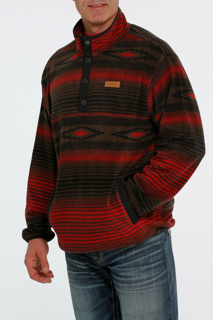 Men * | Best Sellers Cinch Men'S Red Fleece Pullover