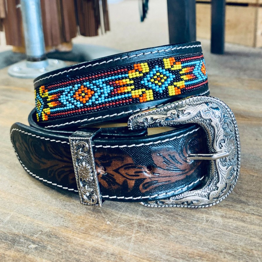 Accessories * | Hot Sell Beaded Leather Belt