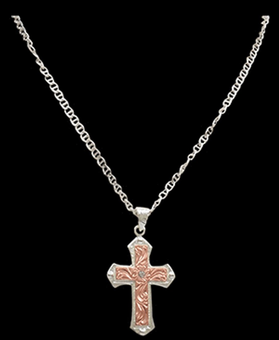 Men * | New Silver/Copper Cross Necklace