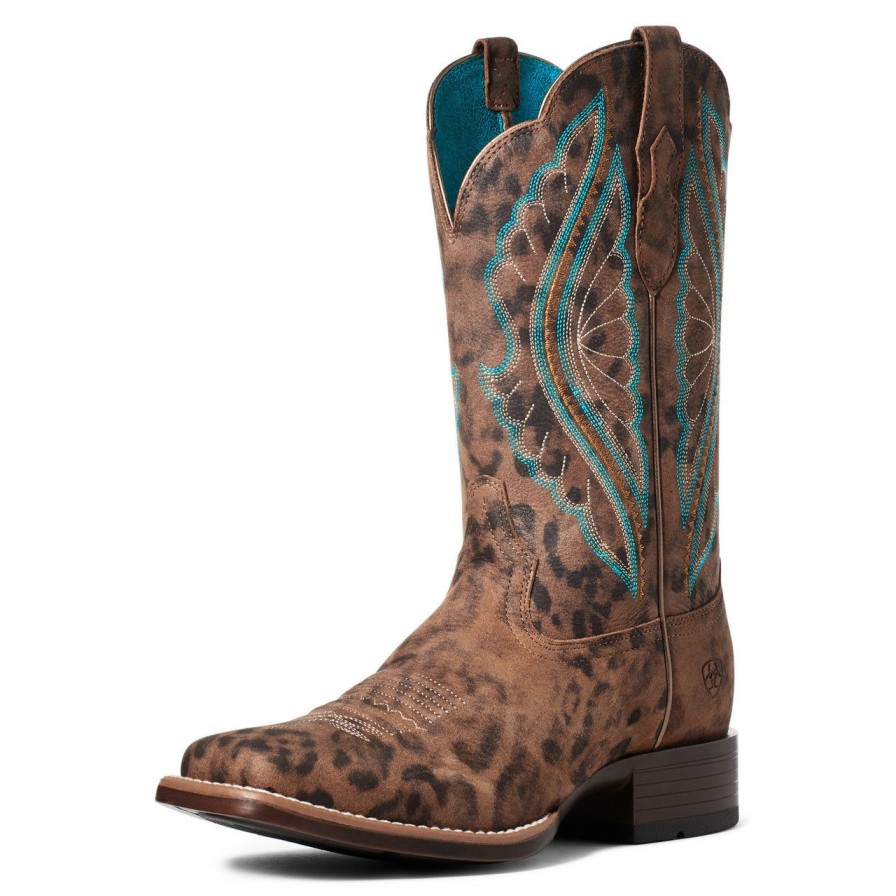 Women * | Hot Sell Ariat Primetime Faded Leopard Square Toe Boot