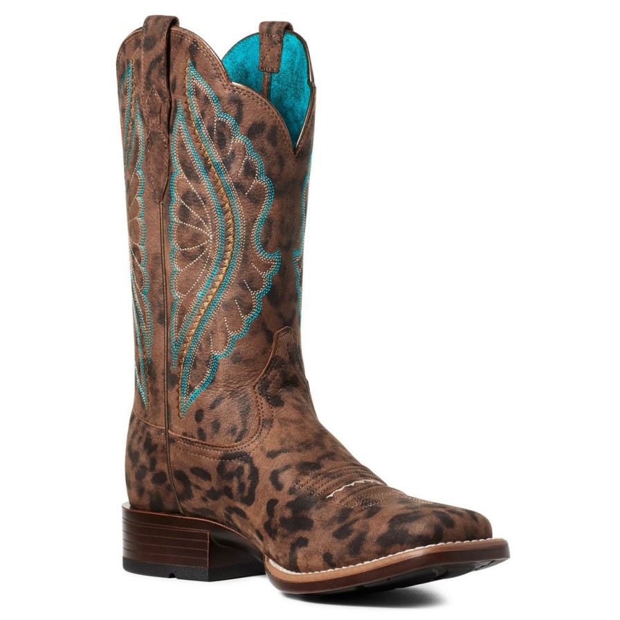 Women * | Hot Sell Ariat Primetime Faded Leopard Square Toe Boot