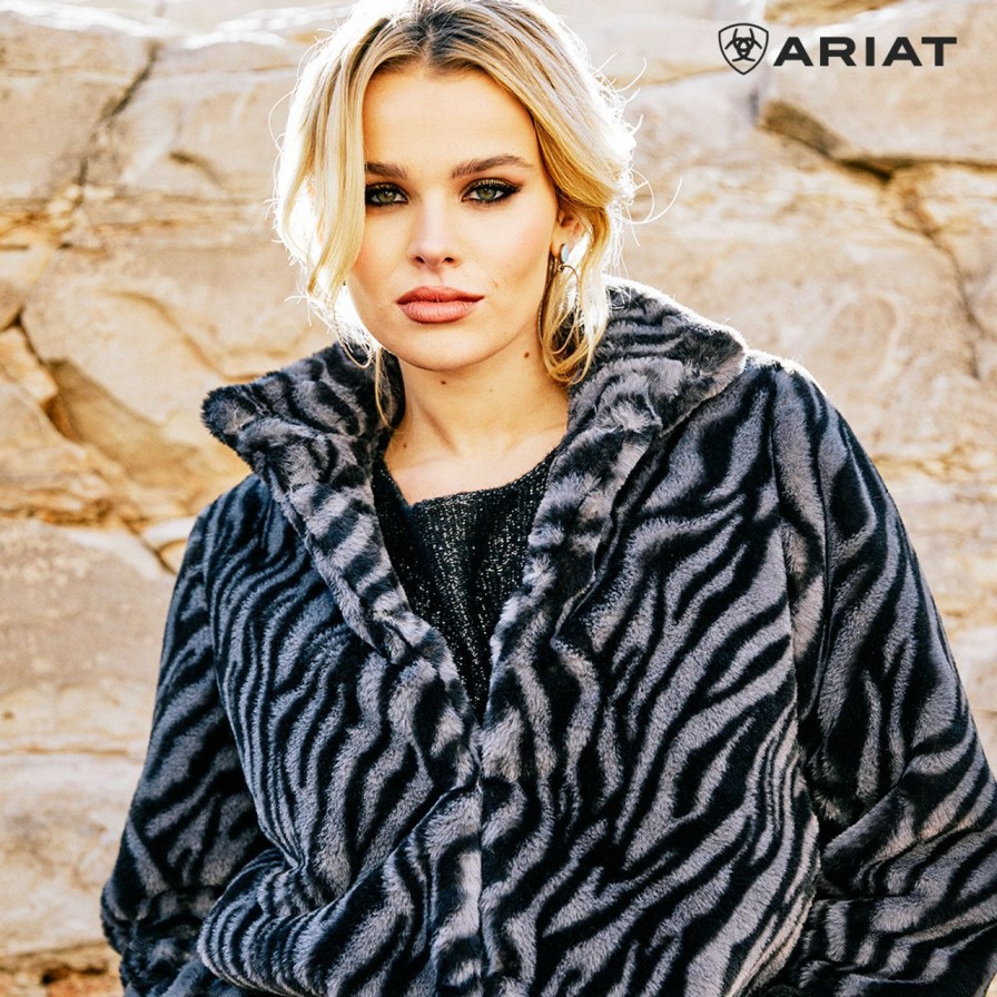 Hooey * | Outlet Sale Ariat Womens City Girl Faux Fur Jacket