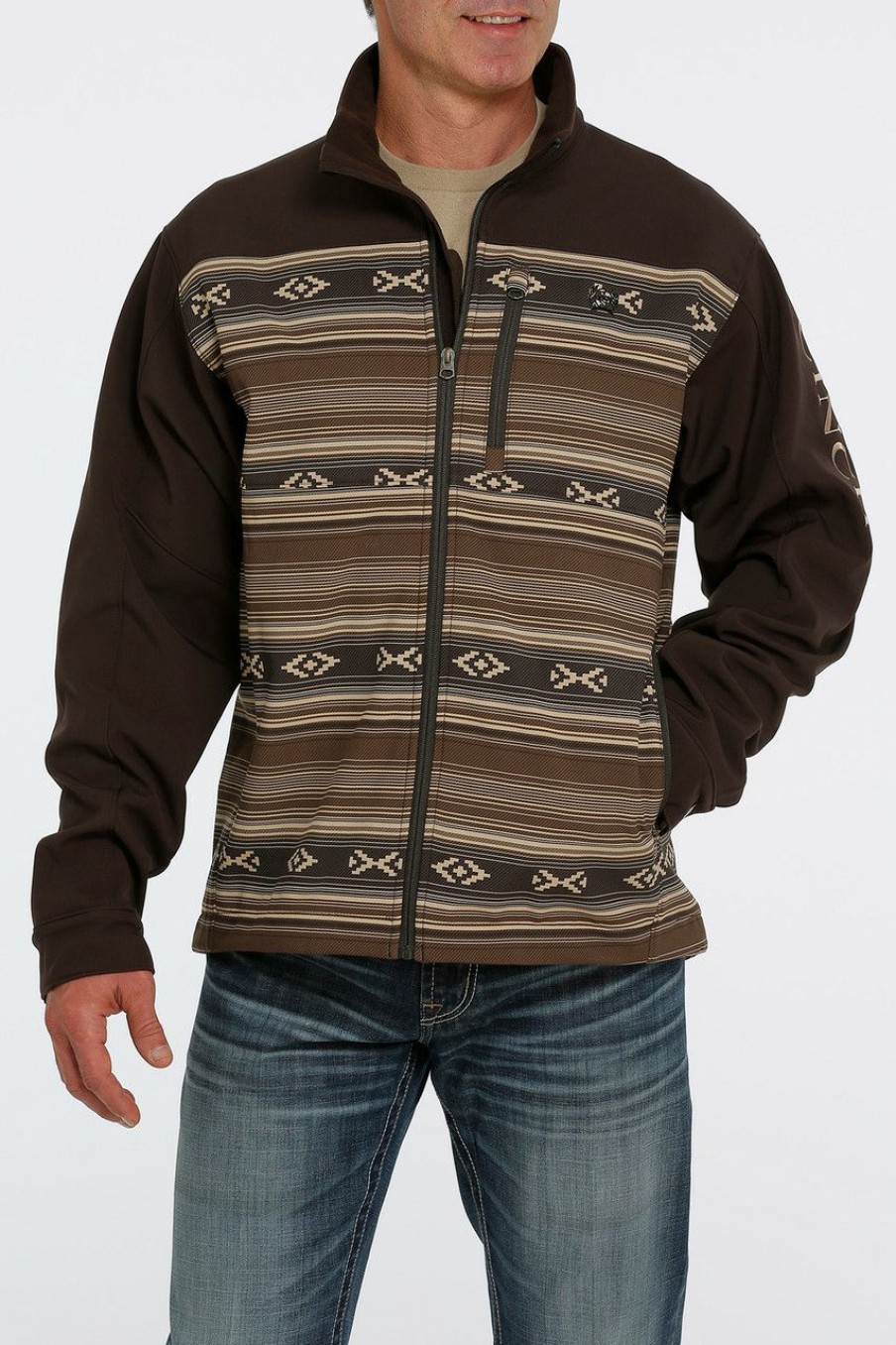 Men * | Outlet Sale Cinch Brown Printed Bonded Jacket