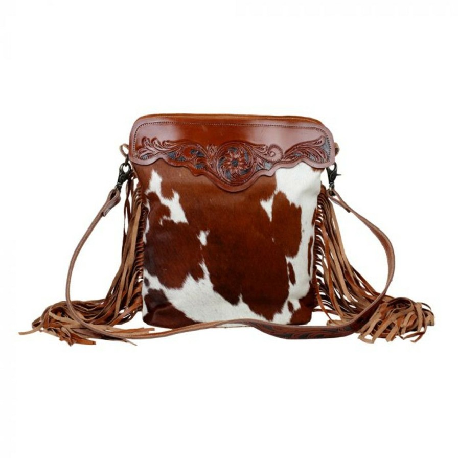 Accessories * | Hot Sell Cowboy Hand Tooled Fringe Bag