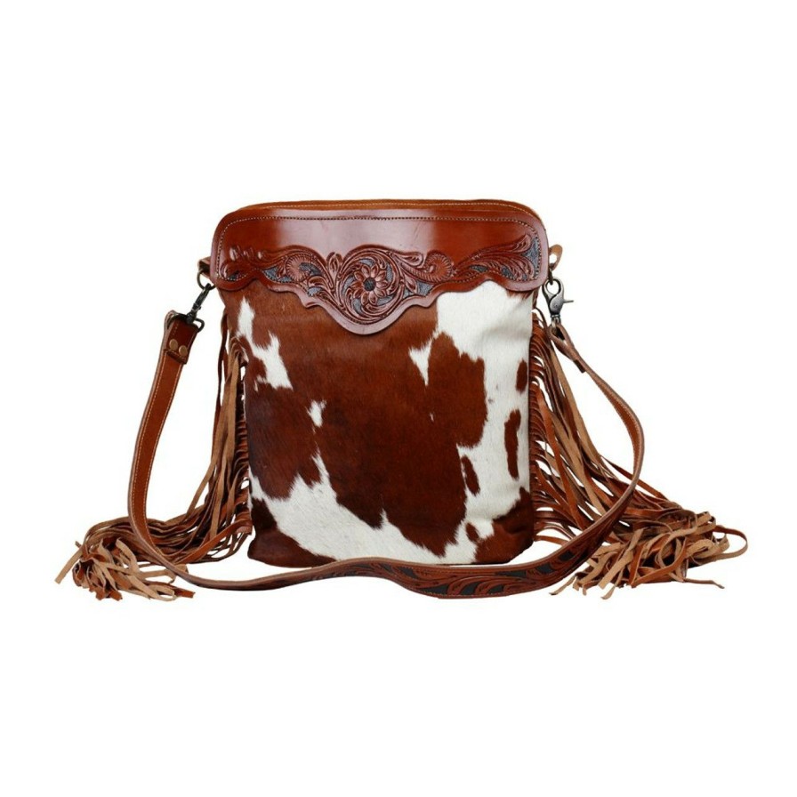 Accessories * | Hot Sell Cowboy Hand Tooled Fringe Bag