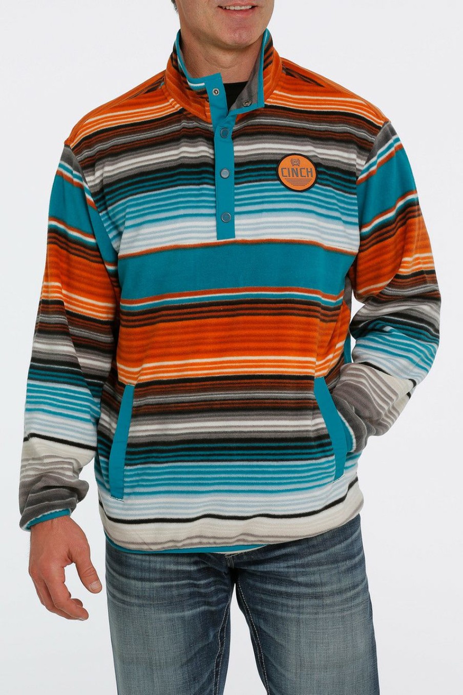 Men * | Hot Sell Cinch Men'S Teal Fleece Pullover