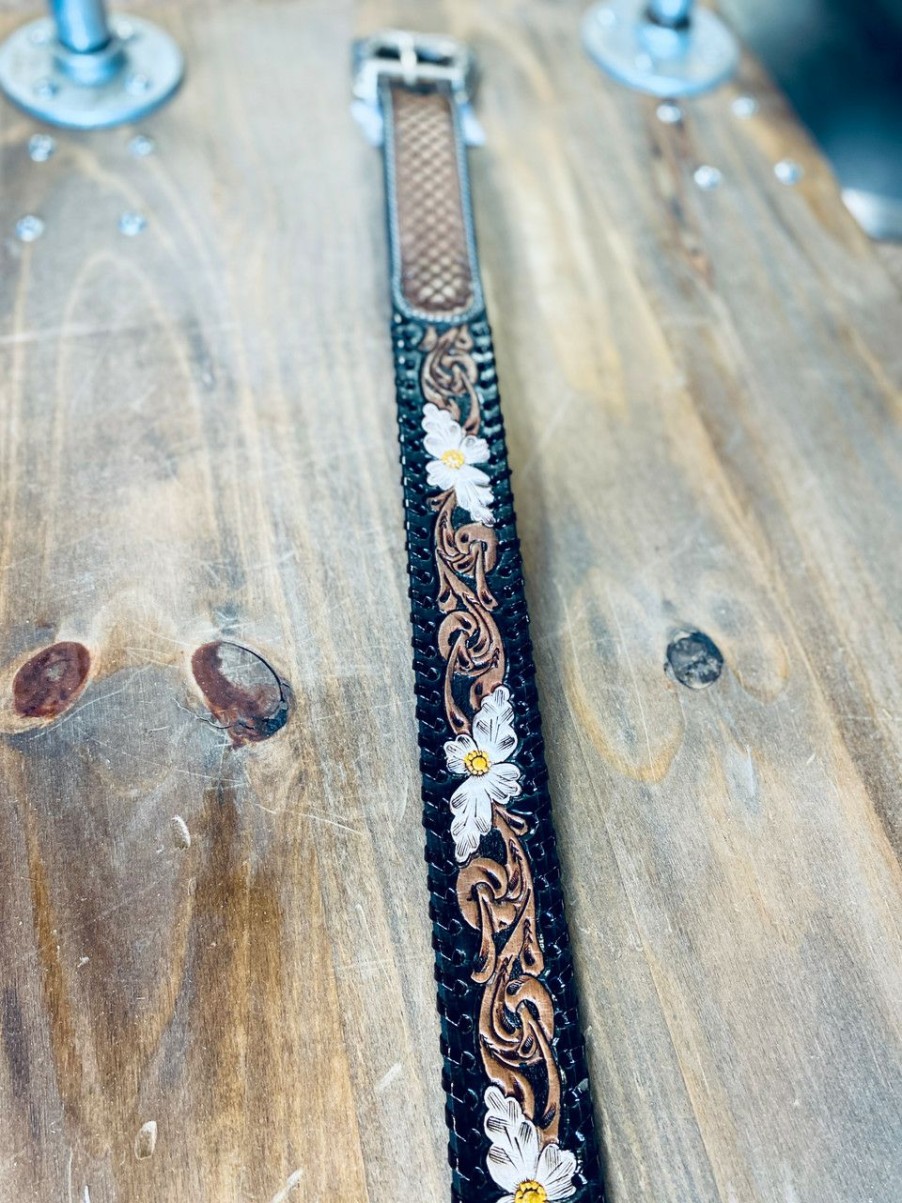 Accessories * | Promotion Tooled Buckstitch Belt