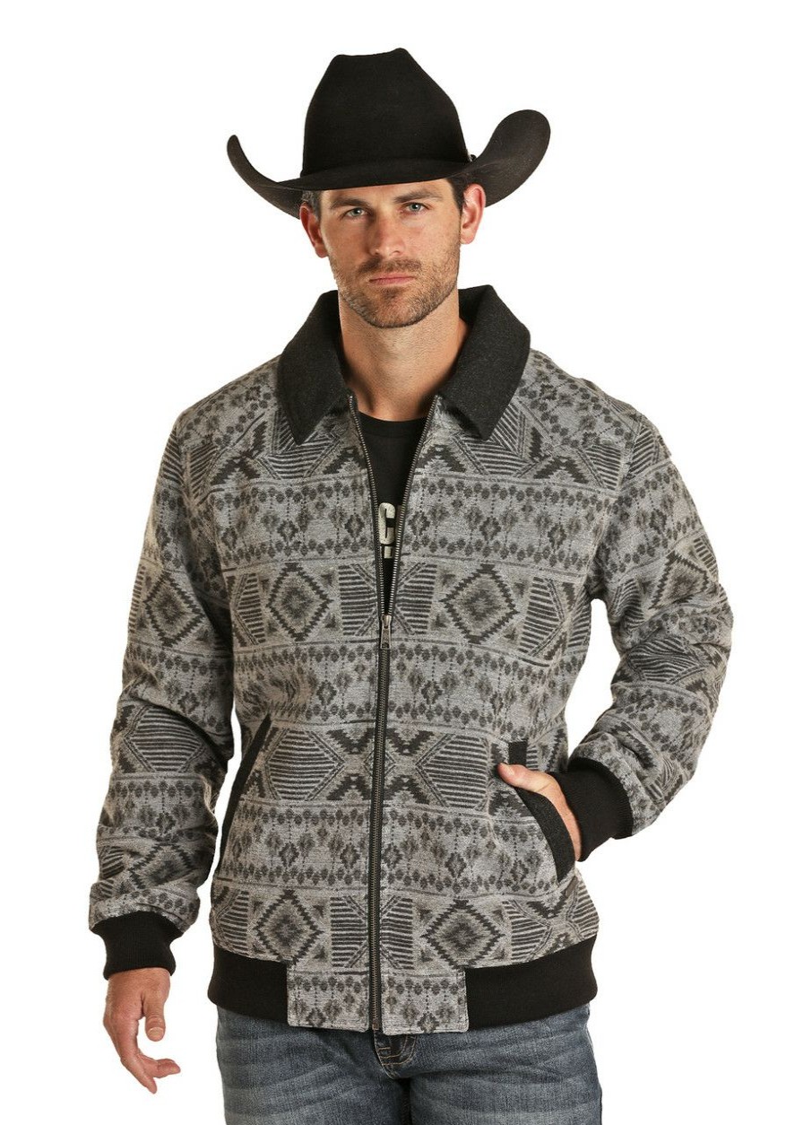 Men * | Best Sellers Powder River Outfitters Aztec Wool Bomber Jacket